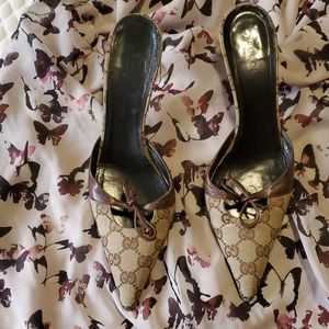 Authentic Gucci slides with kitten heel